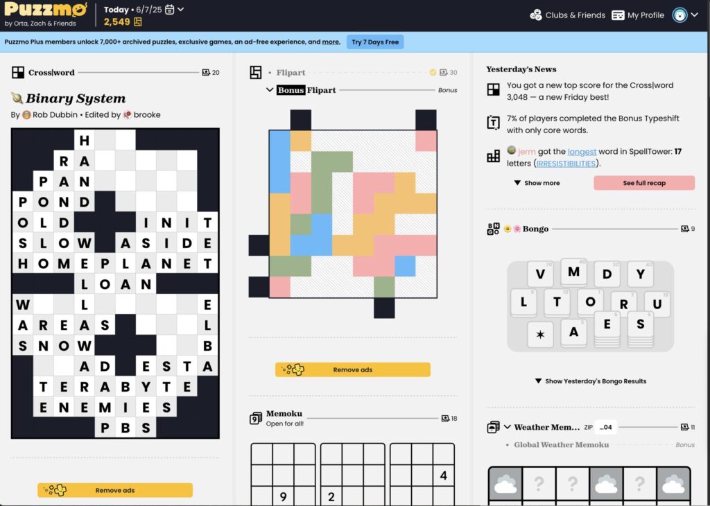 puzzmo homepage